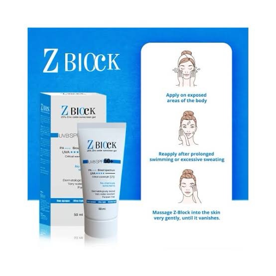 img_1819-1 Z-Block Sunscreen SPF 50 Water Based Gel 50ml - Image 1